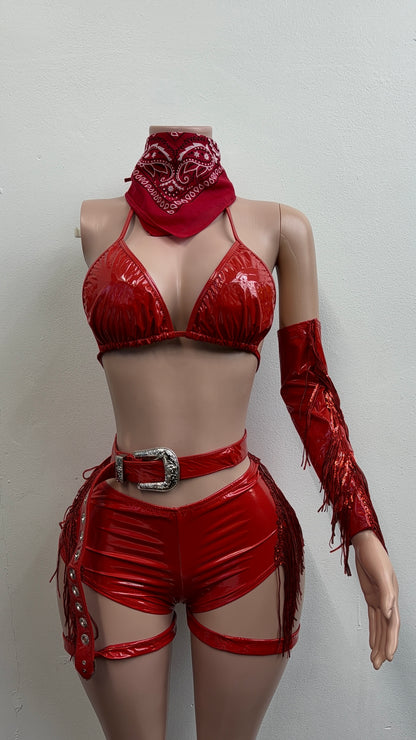 “Wild West Baddie” Red 5 piece Costume