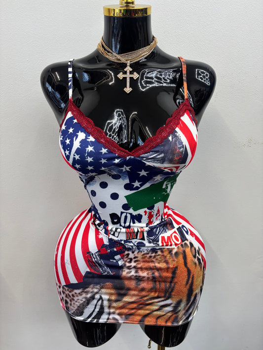 “All American Baddie” Multicolor Dress