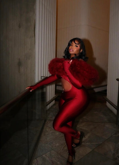 “Cloud 9” Burgundy Jumpsuit