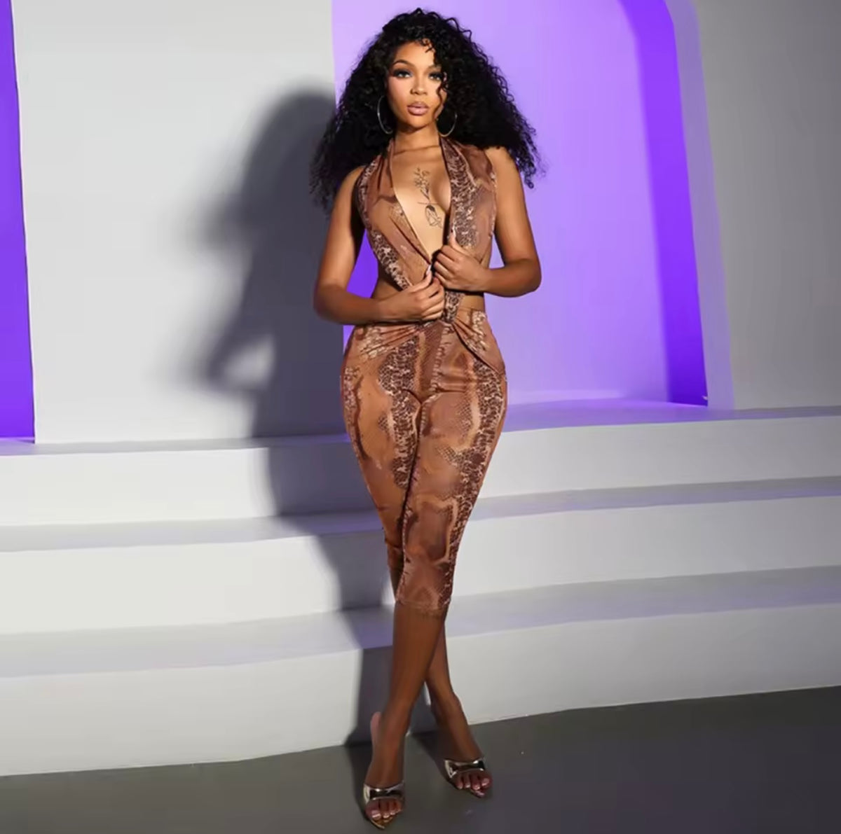 “Slither” Brown Romper