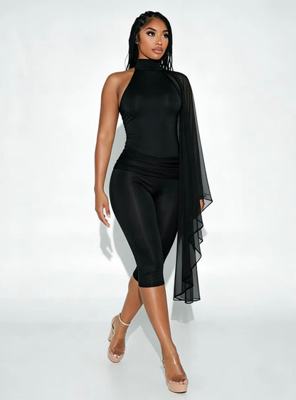 “In Her Element” Black Romper