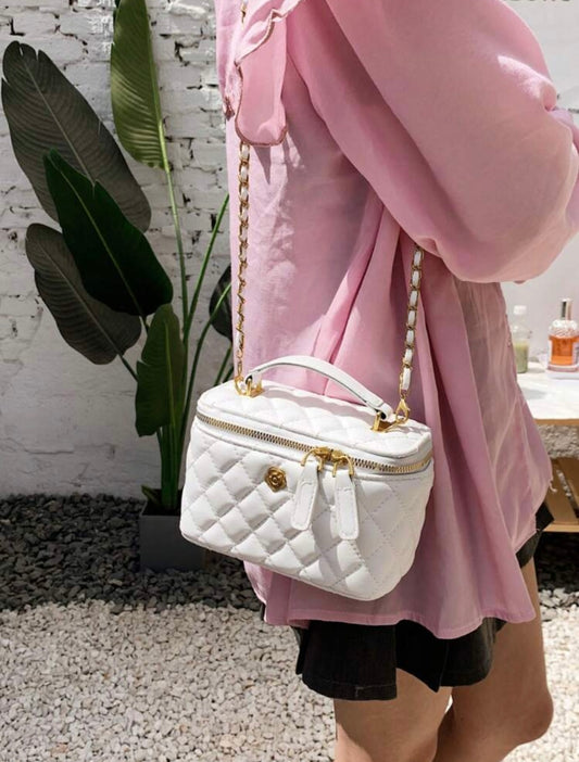 “Harlem Square” White Handbag