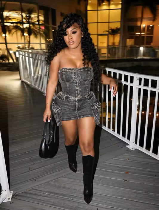 “Darla Denim” Black Jean 2 Piece Set