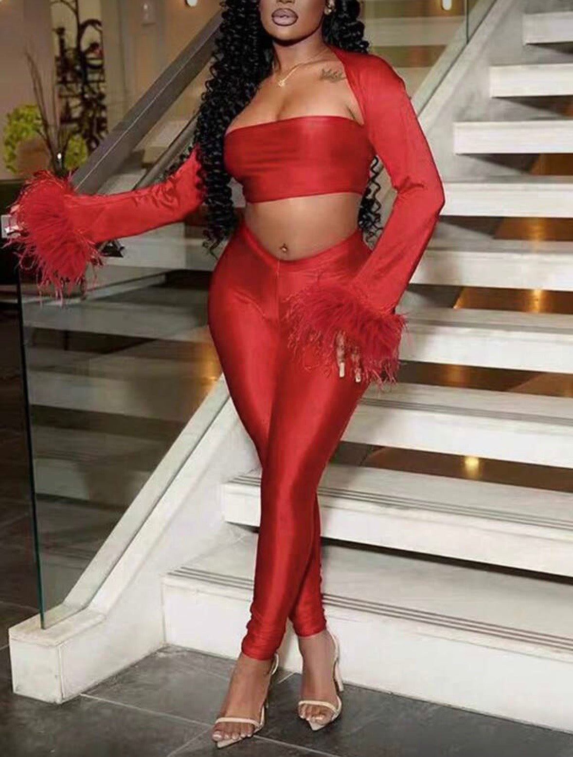 “Meow” Red 3 Piece Set