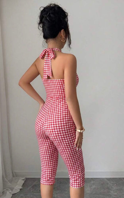 “Check Mate” Red Romper