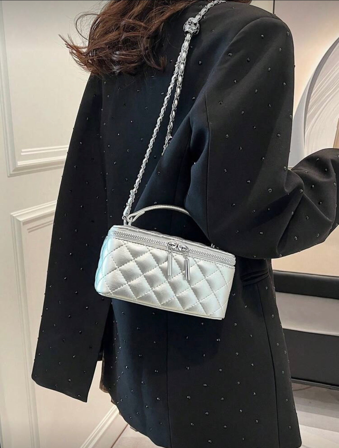 “Harlem Square” Silver Handbag