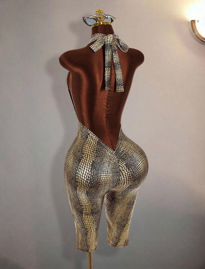 “Life Of Sin” Gold Romper