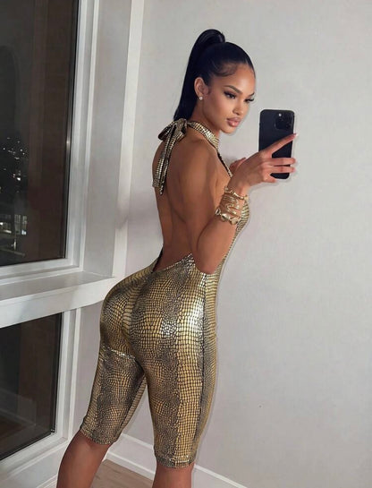 “Life Of Sin” Gold Romper