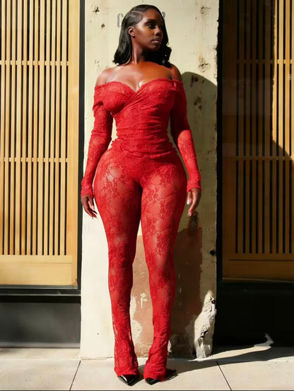 “Lorvae Lace” Red 2 Piece Set