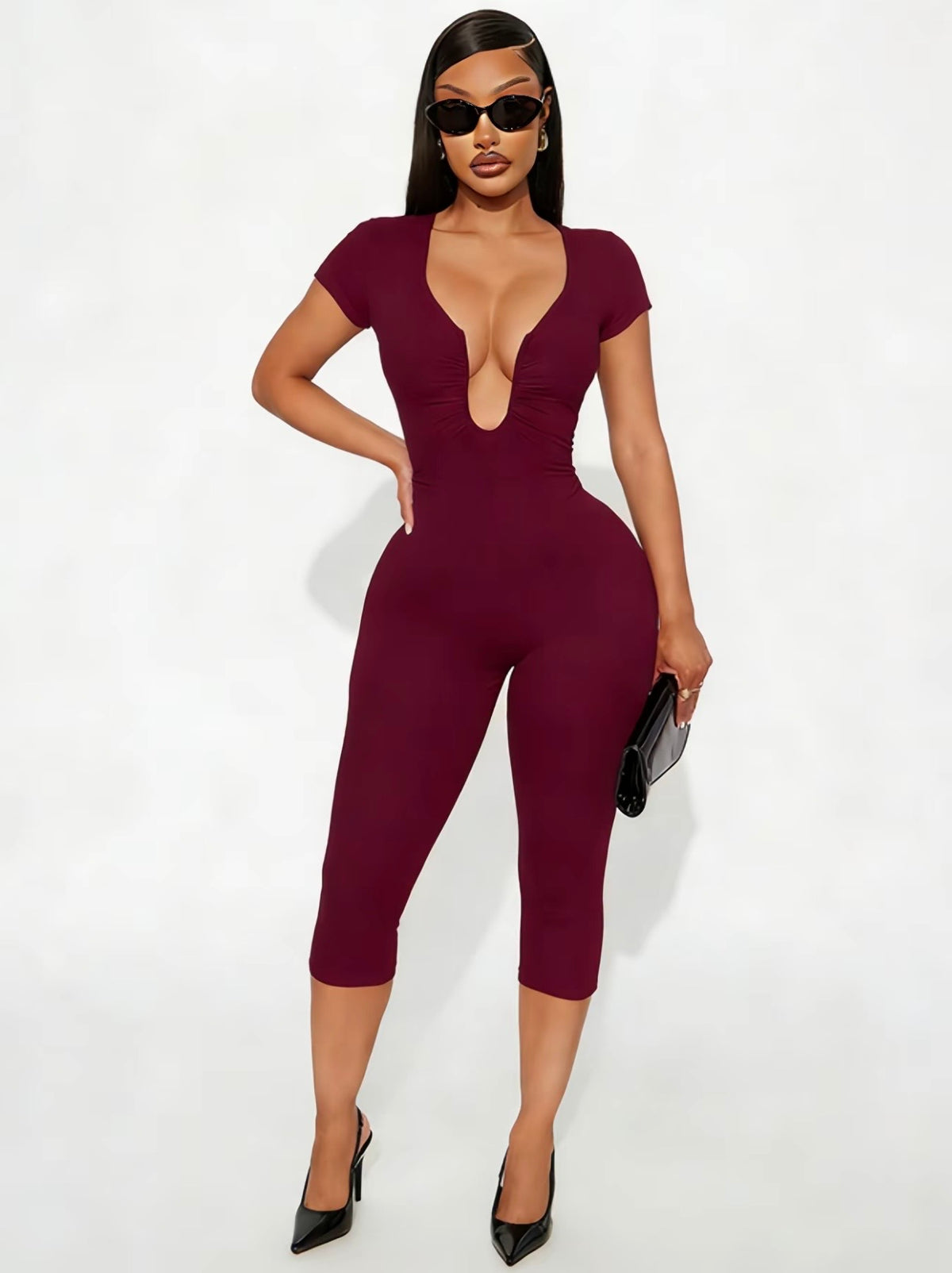 “Deep Intentions” Burgundy Romper