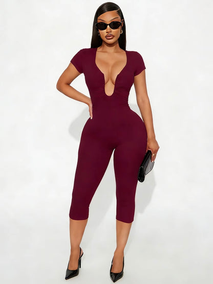 “Deep Intentions” Burgundy Romper