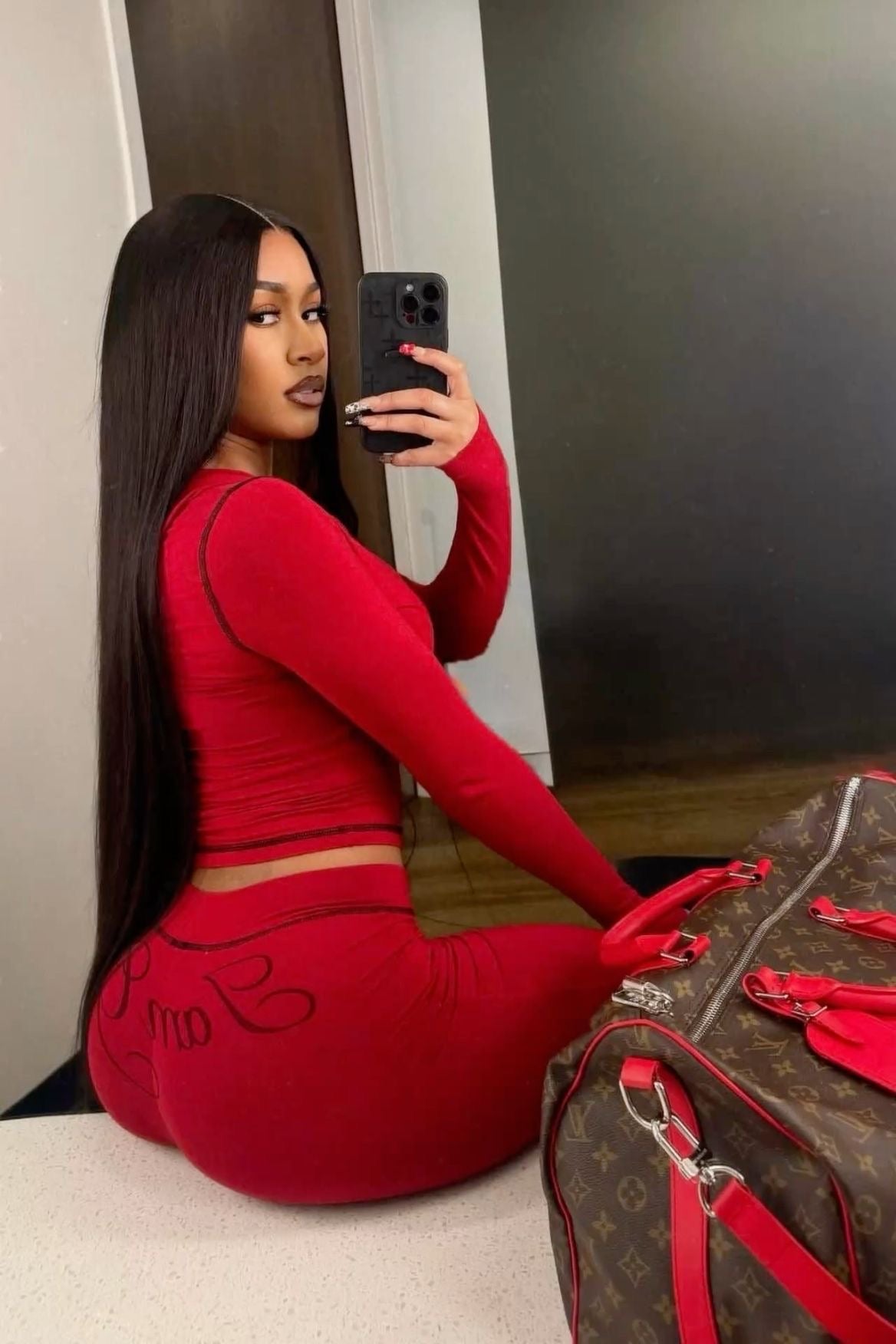 “Gia Is Me” Red 2 Piece Set