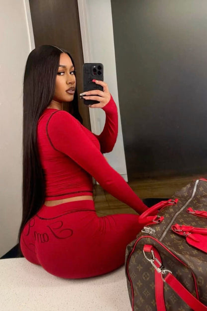 “Gia Is Me” Red 2 Piece Set