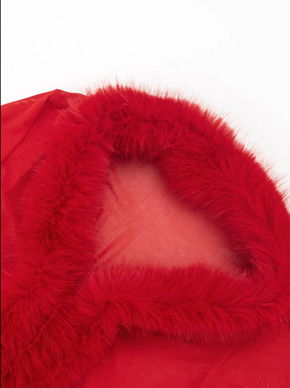 “Plush Persuasion” Red Furr Top