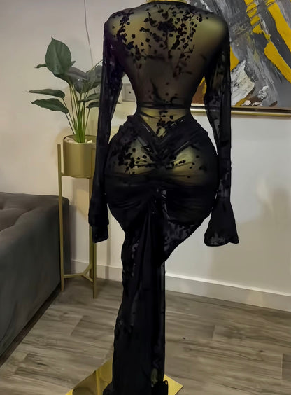 “Midnight Bloom” Black Dress