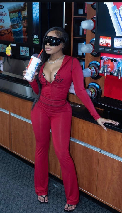 “Gia Is Me” Red 2 Piece Set