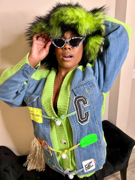 “Limelight Lit” Green Fur Hat