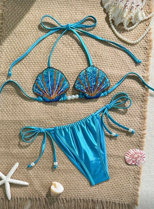 “Seashell” Blue 2 Piece Swimsuit