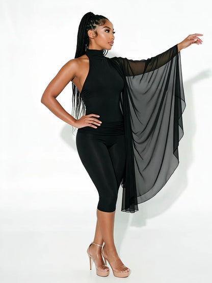 “In Her Element” Black Romper