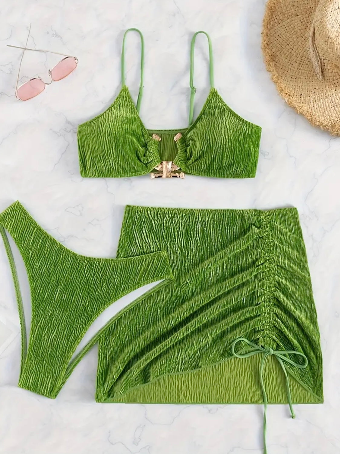 “Green Python” 3 Piece Swimsuit