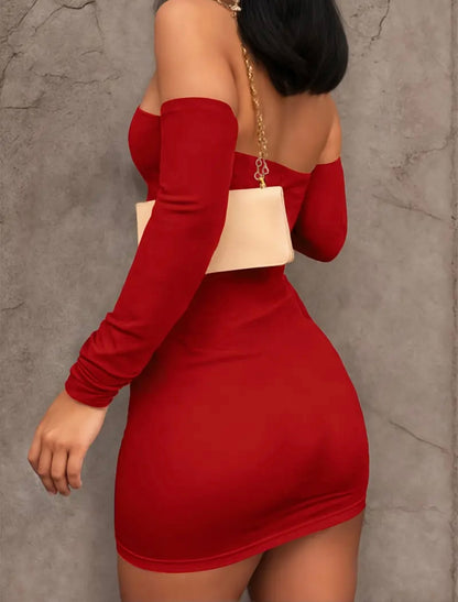 2 piece red dress Two Pieces Off The Shoulder Red Prom Dresses With Floor Length ARD2225