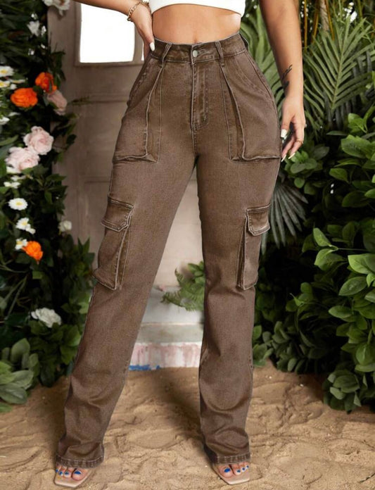 “Dakota Denim” Brown Cargo Jeans