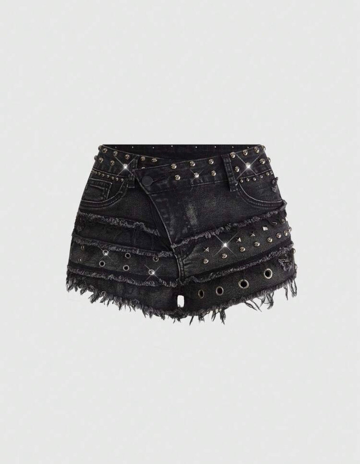 “Strona D” Black Denim Shorts