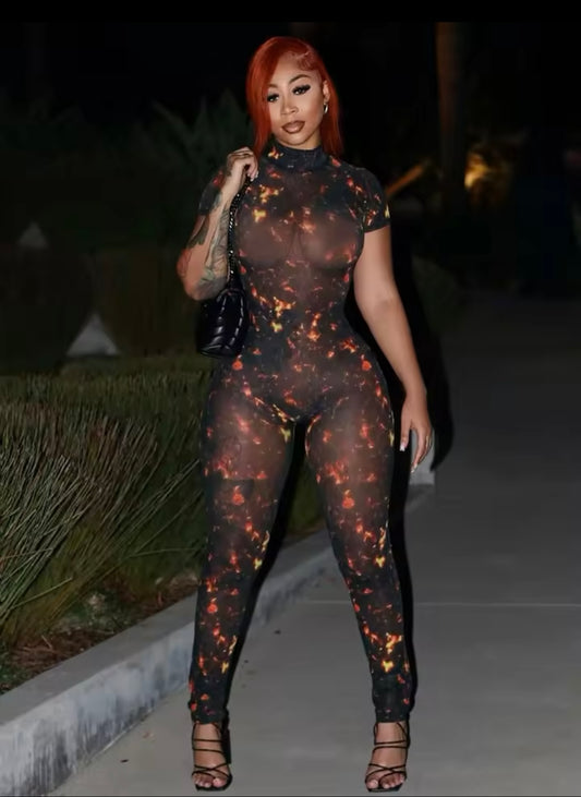 “In Flames” Black Jumpsuit