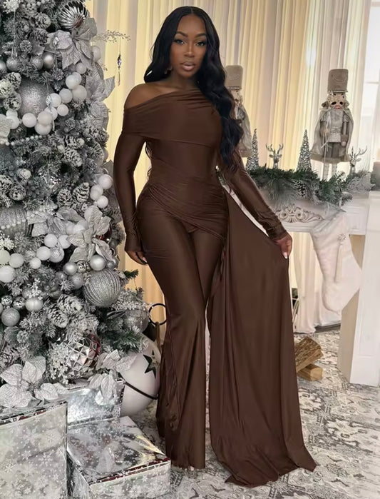 “Swan” Brown Jumpsuit