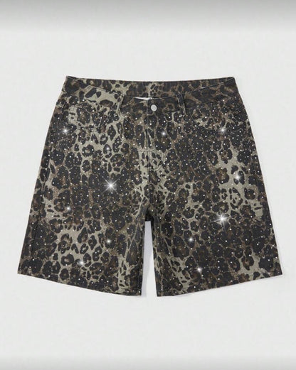 “Leopard Lane” Brown Jorts