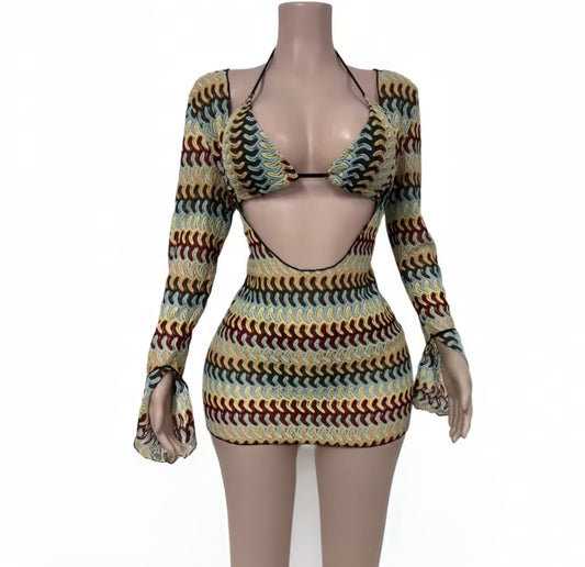 “Summer Swim” Multicolor 3 Piece Swimsuit