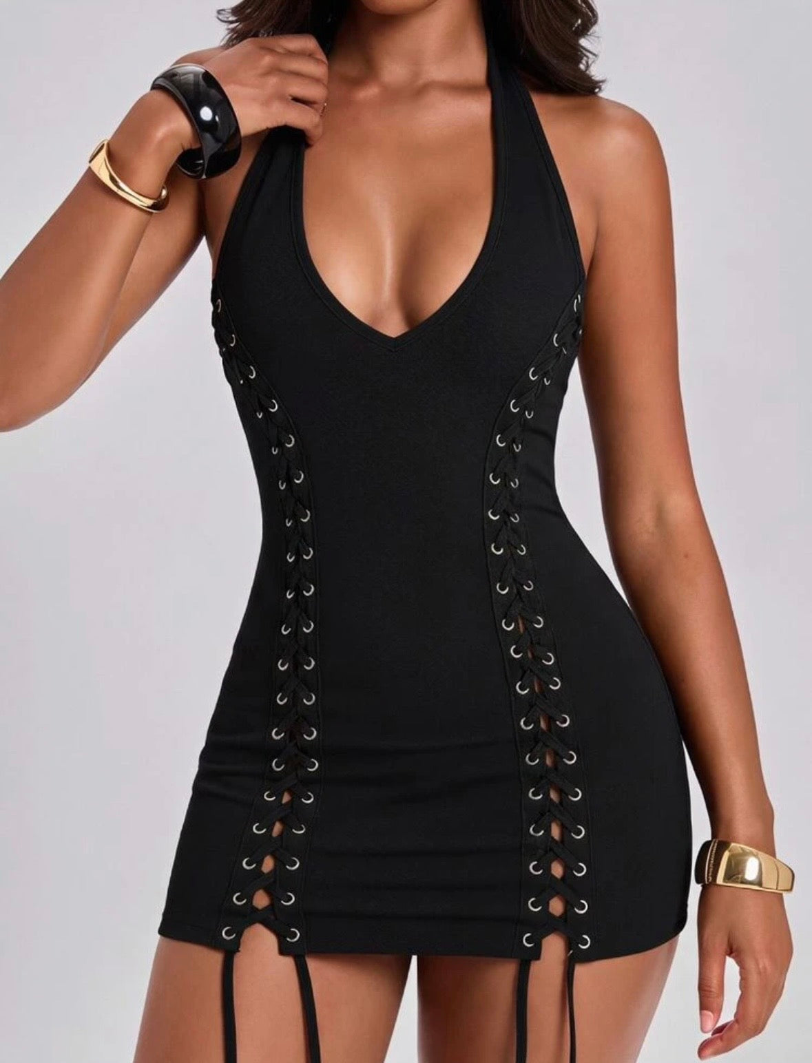 “Side Line” Black Dress