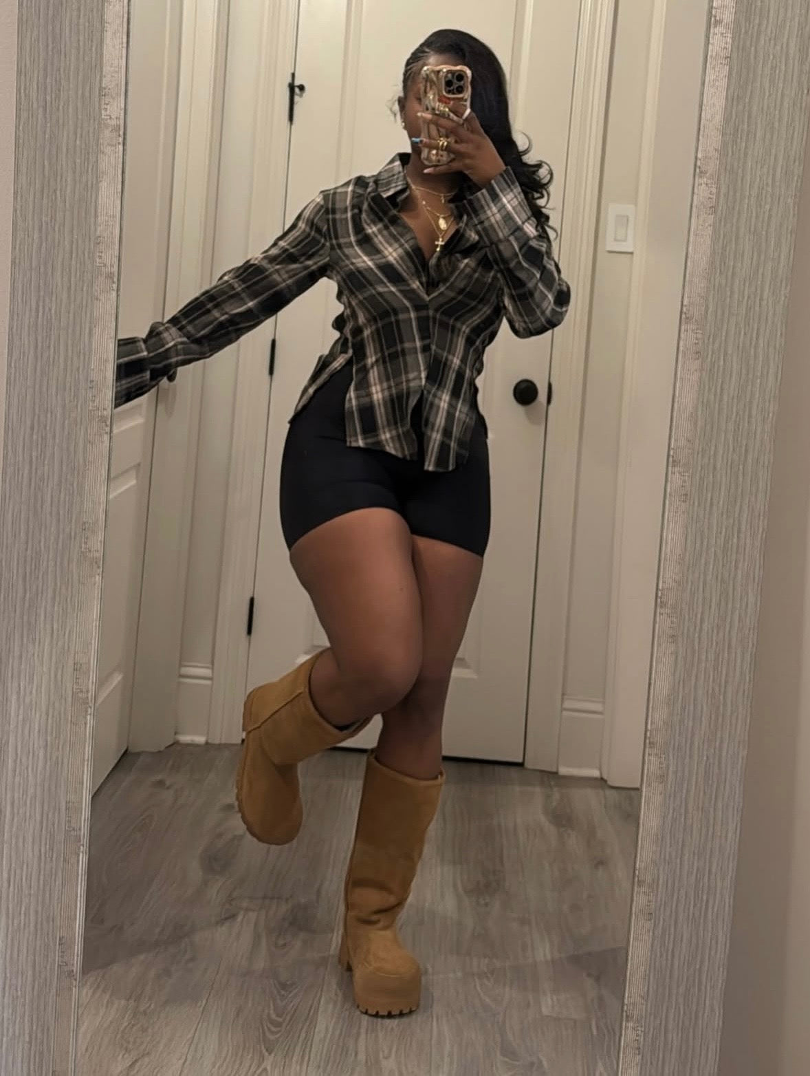 “Femme Flannel” Brown Top