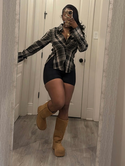 “Femme Flannel” Brown Top