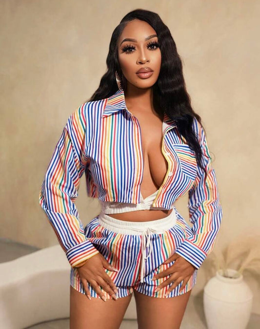 “Amelia Stripes” Multicolor 2 Piece Set
