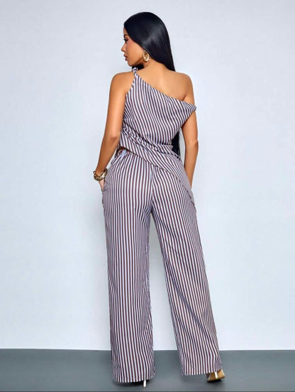 “Stella Stripes” Brown 2 Piece Set