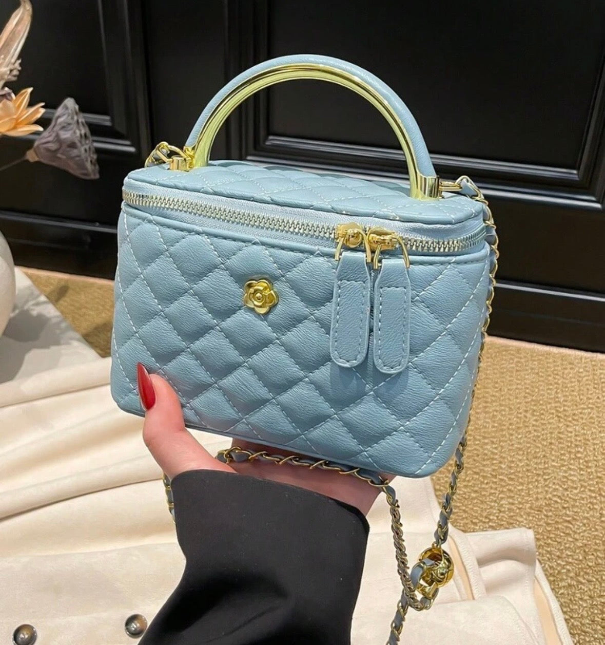 “Harlem Square” Blue Handbag