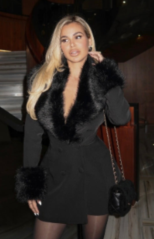 “Black Furr Baddie” Black Dress