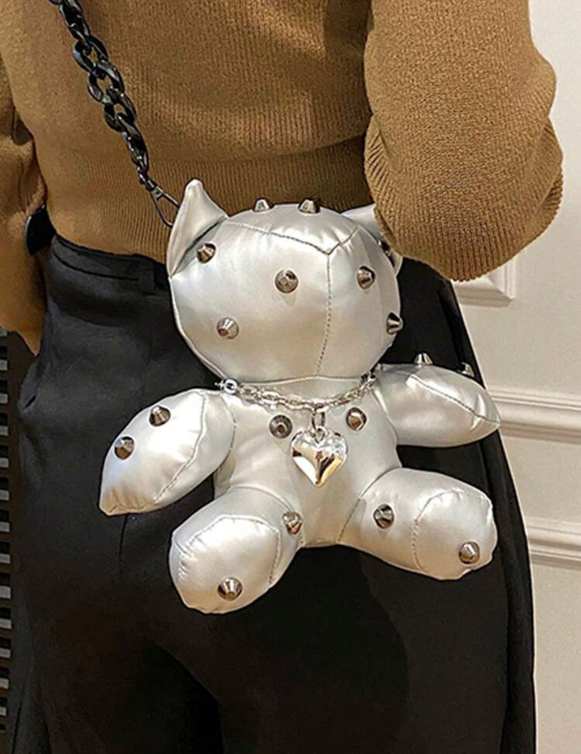 “Dead Teddy Mini” Silver Handbag