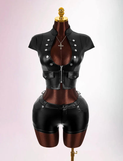 “Cadet” Black Leather 2 Piece Set