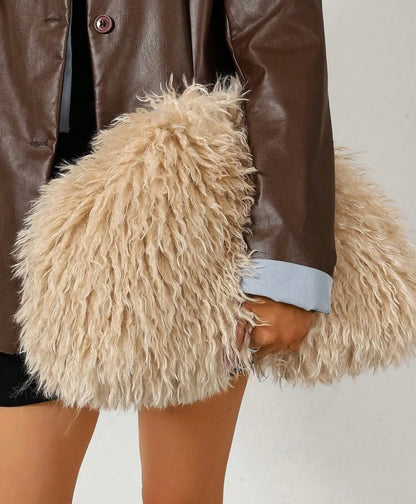 “Shaggy Faux” Nude Furr Handbag