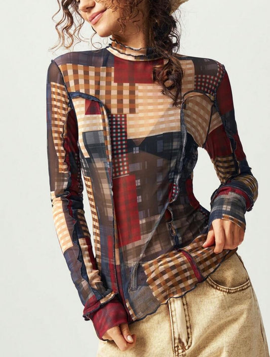 “Check Who” Multicolor Top