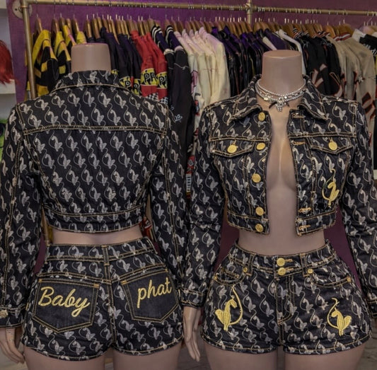 “Baby Phat” Denim Black 2 Piece Set