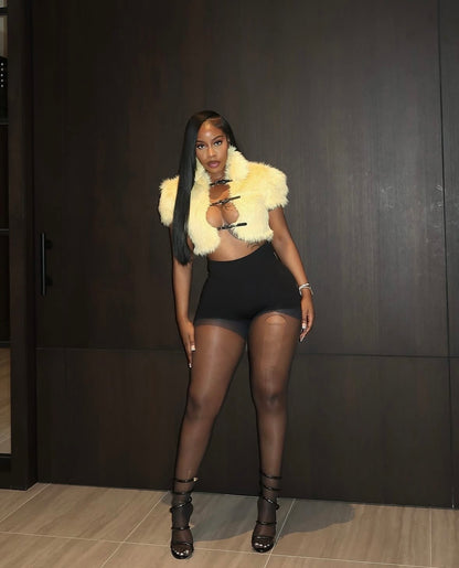 “Rackley” Yellow Furr Vest