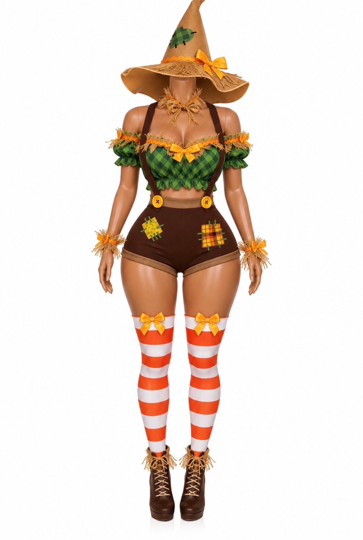 “Scarecrow Sweetheart” Multicolor 5 Piece Costume Set