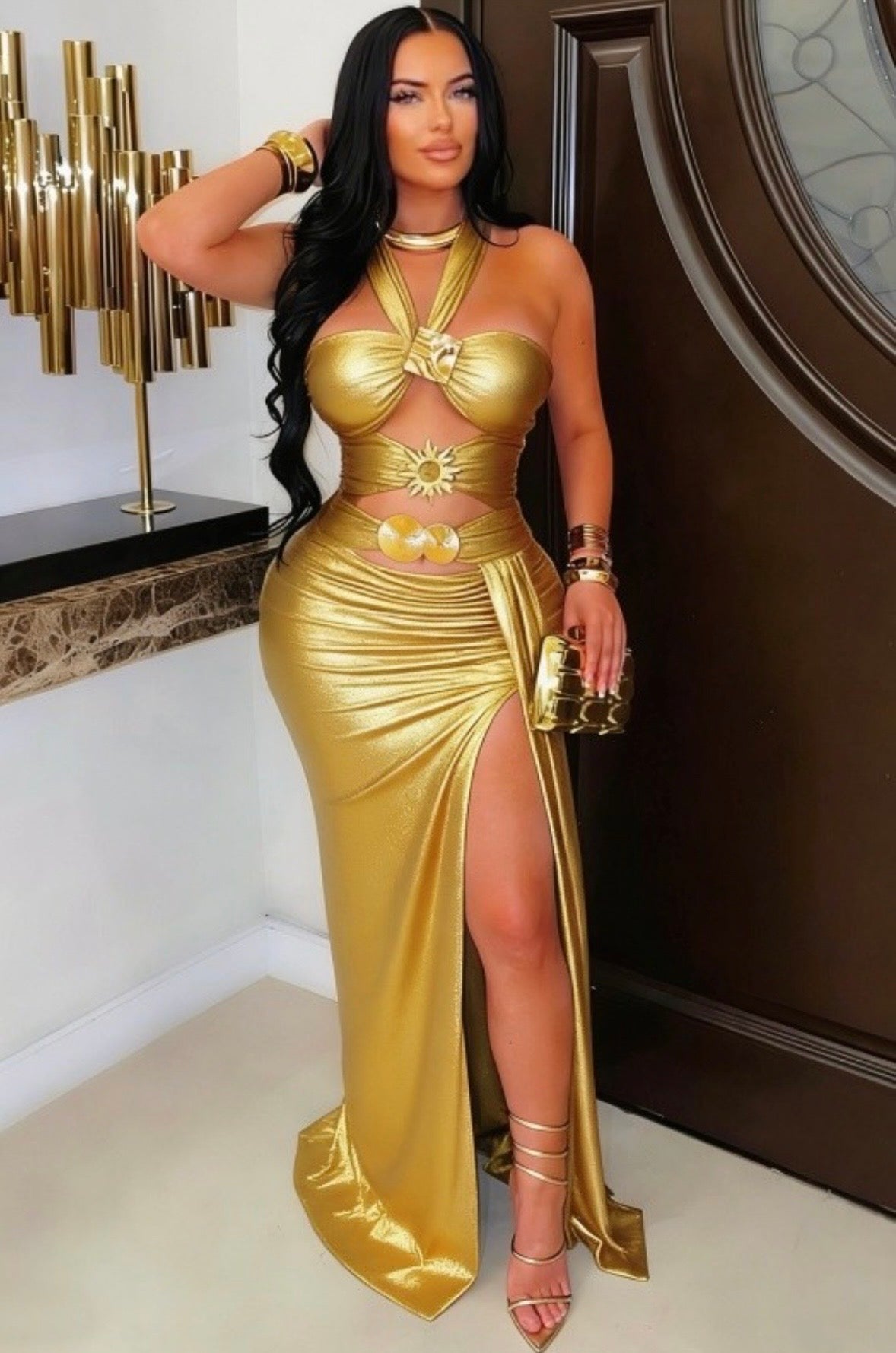 “Iconic” Metallic Black Dress