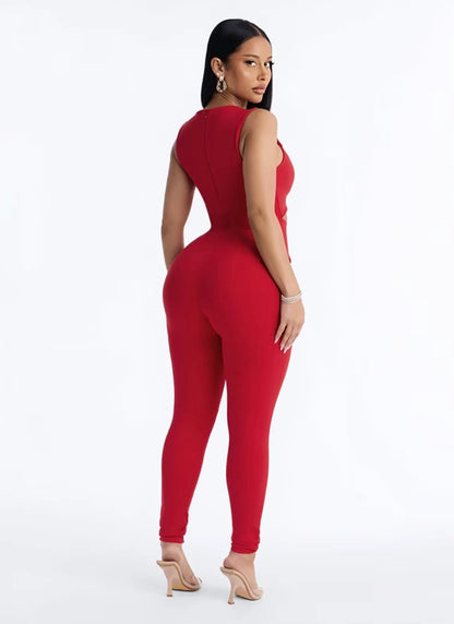 “Cut Above” Red Jumpsuit