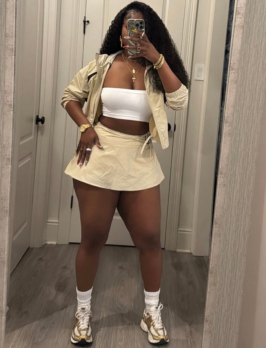 “Wander Windbreaker” Khaki 2 Piece Set