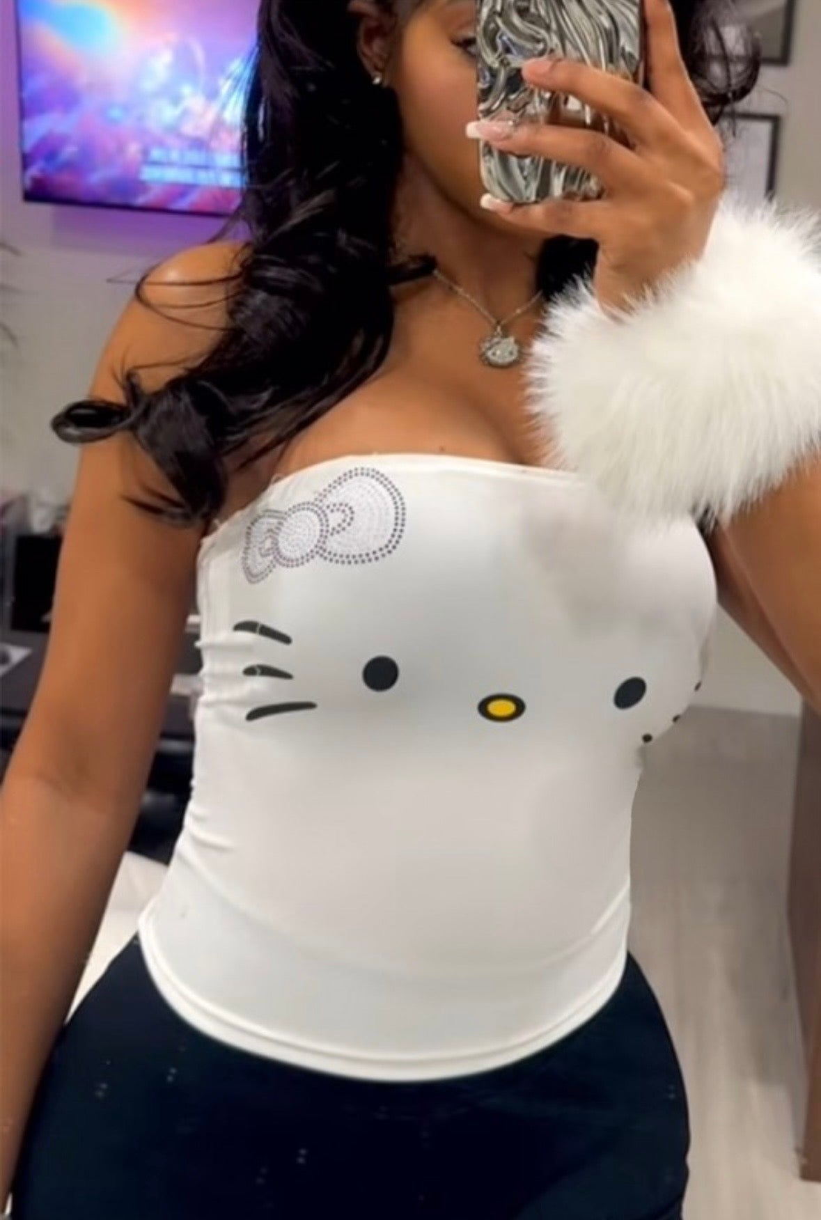 “Hello Kitty” White Tube Top