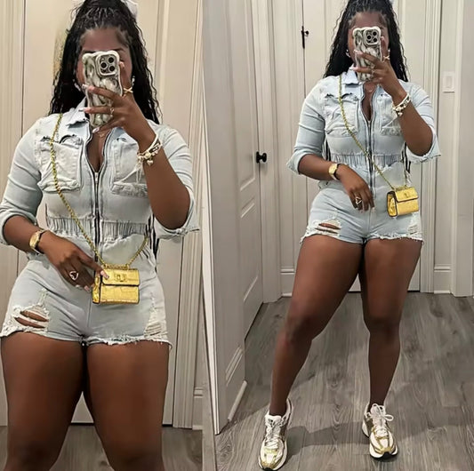 “Demi Denim” Blue Romper